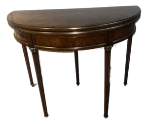 1960s Louis XVI Style Mahogany and Brass Card Table