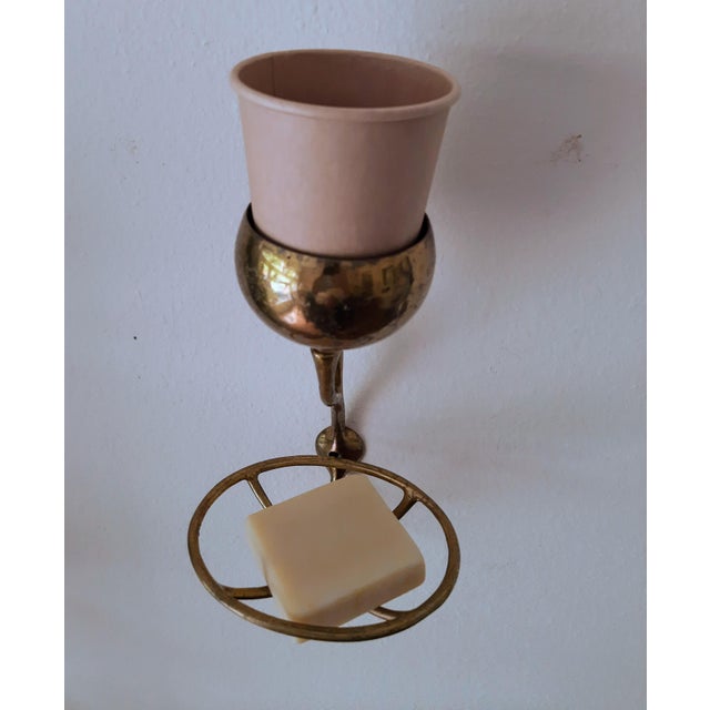Vintage Wall Mounted Antique Brass Soap Dish Cup Holder For Sale - Image 9 of 13
