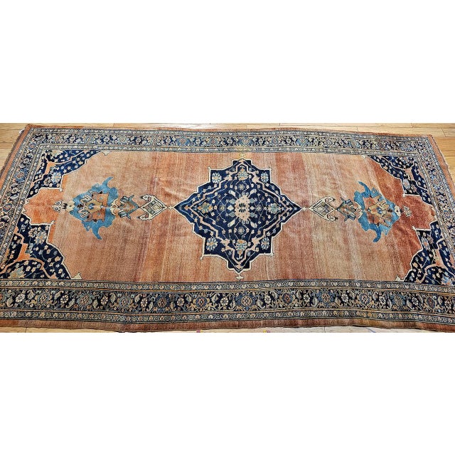 19th Century Persian Bidjar Gallery Rug, Hand-Knotted Wool, Geometric Pattern, Brick-Red & Navy,7x15 For Sale - Image 15 of 16