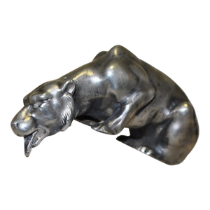 Antique Imperial Faberge Silver Panther on Rock Crystal