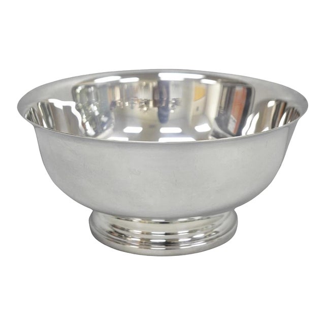 Vintage Mid Century Modern Gorham Yc781 Modern Silver Plated 9" Fruit Bowl For Sale