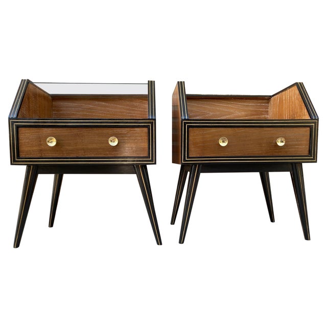 Mid Century Italian Nightstands with Glass, 1960s, Set of 2 For Sale - Image 15 of 18