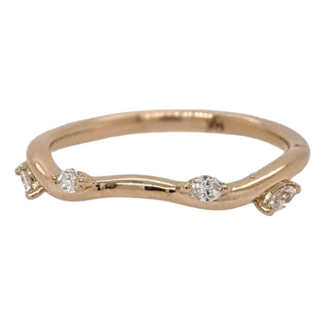 Dainty Natural Diamond Stackable Band in Solid 14k Yellow Gold, Size 6.75 For Sale
