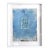 Azure Nocturne White Framed Sky Blue Abstract Painting For Sale