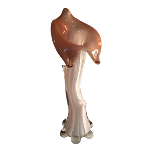 1980s Hand Blown Art Glass Calla Lily Jack in the Pulpit Decorative Vase