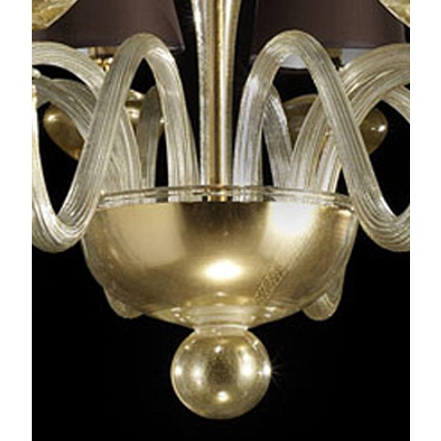 Murano Contemporary Modern Gold Murano Glass Chandelier For Sale - Image 4 of 7