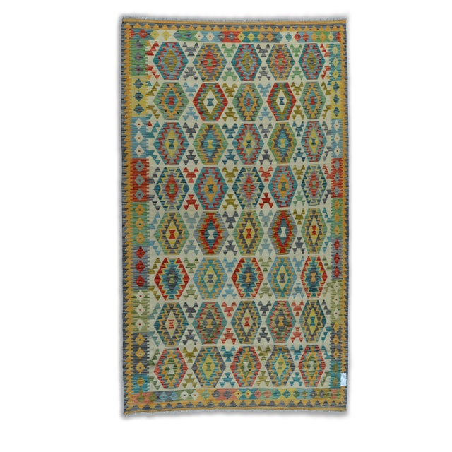 Modern Moroccan Style Hand Woven Colorful Kilim 6'6"x9'8" For Sale In Los Angeles - Image 6 of 6