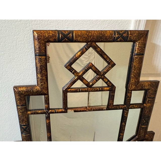 Wood Vintage Faux Tortoise Shell Finish Mirror For Sale - Image 7 of 10