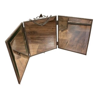 Antique French Embossed 3 Way Vanity Mirror For Sale
