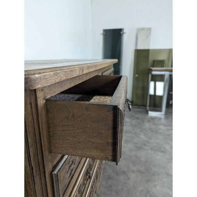 Norman Style Neo-Rustic Carved Chest of Drawers For Sale - Image 4 of 7