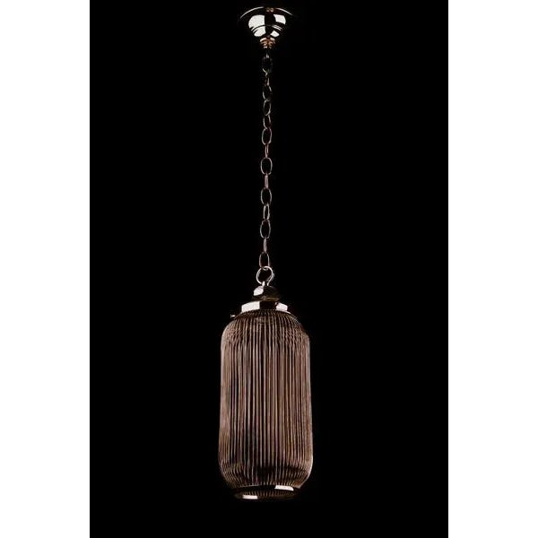 Brass cage pendant fixture.