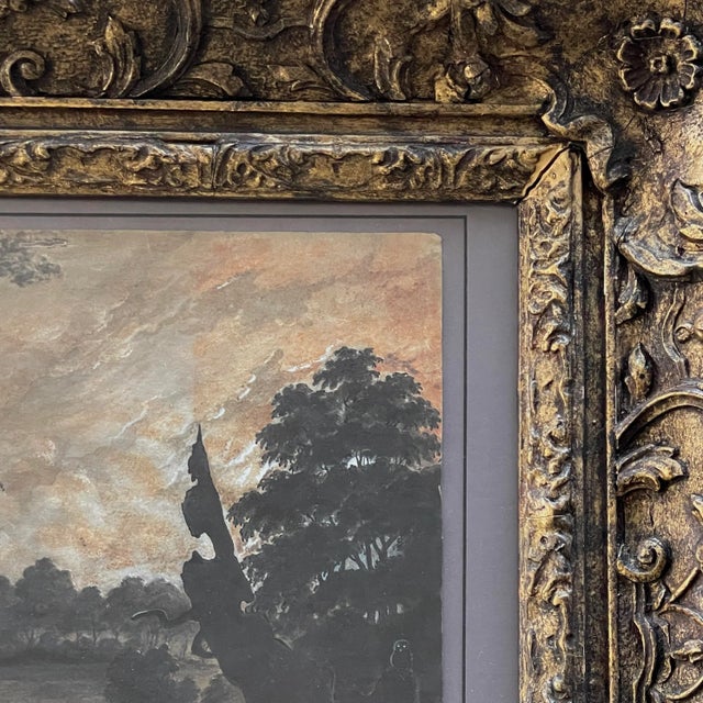 Antique 19th C. Continental Gouache Moonlit Riverscape, Framed (From Joseph Jefferson Collection) For Sale In Philadelphia - Image 6 of 13