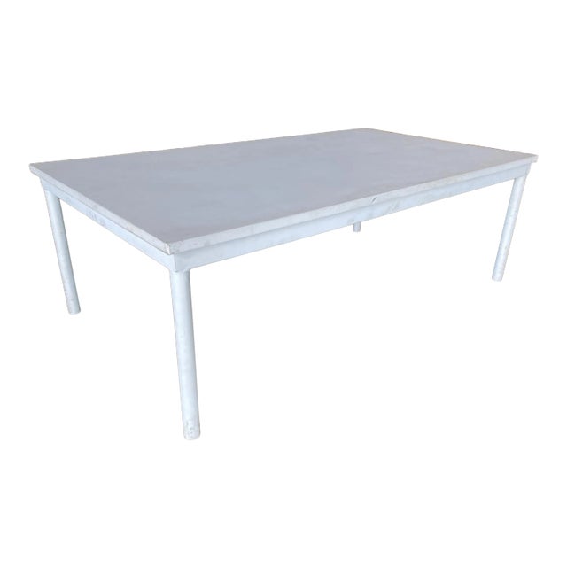 1970s Modernist White Steel Coffee Table For Sale