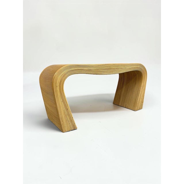 Contemporary Vintage 1970s Organic Modern Pencil Reed Waterfall Console Table For Sale - Image 3 of 9