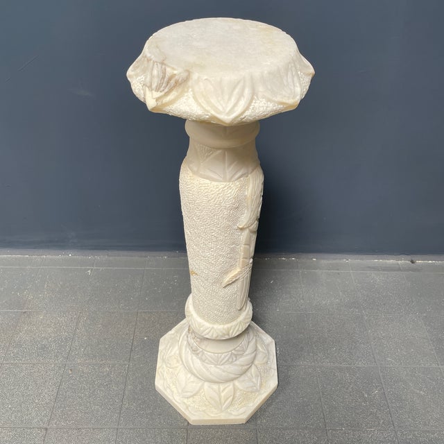 Alabaster Religious Column Carved For Sale - Image 16 of 18