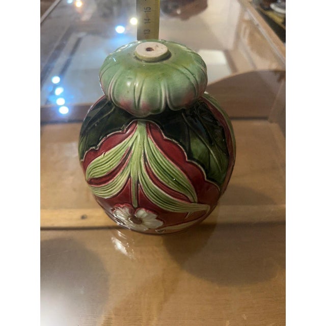 Small Art Nouveau Majolica Lampshade with Raised Floral Decoration, 1890s For Sale - Image 17 of 18