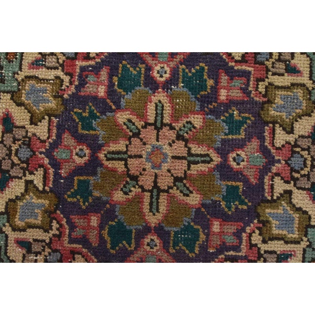 Tabriz Rug 6’9” X 9’11” Purple Wool Vintage Distressed Hand-Knotted Carpet For Sale - Image 10 of 15