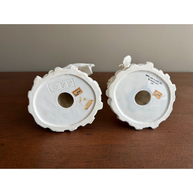 Fitz and Floyd White Porcelain Parrot Candleholders, a Pair For Sale - Image 12 of 12