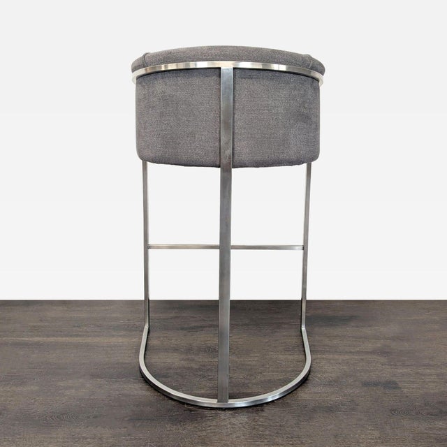 2010s Euro Style Modern Grey Counter Stool With Metal Frame For Sale - Image 5 of 10