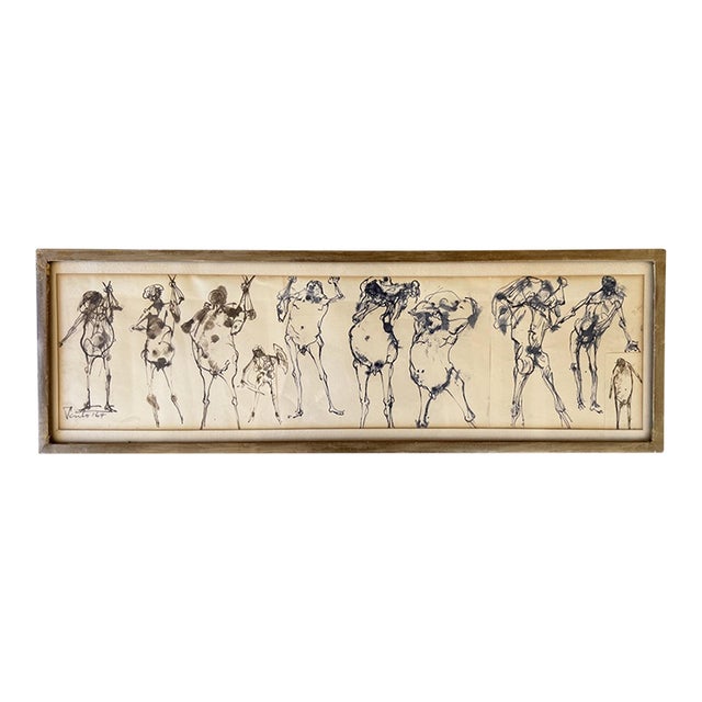 James Pinto - Pen and Ink Study of Male Figures - 1964 For Sale