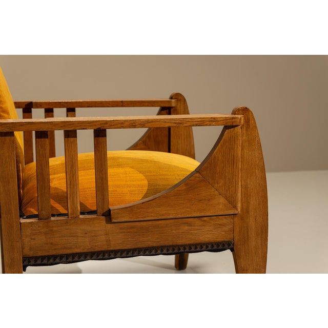 Amsterdam School Reclining Armchair in Oak, the Netherlands, 1930s For Sale - Image 14 of 16