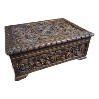 Carved Wood Box For Sale