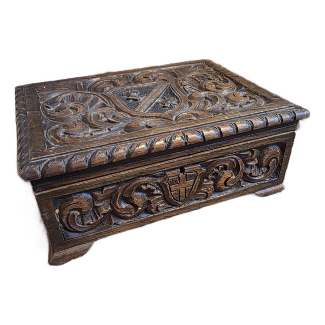 Carved Wood Box For Sale