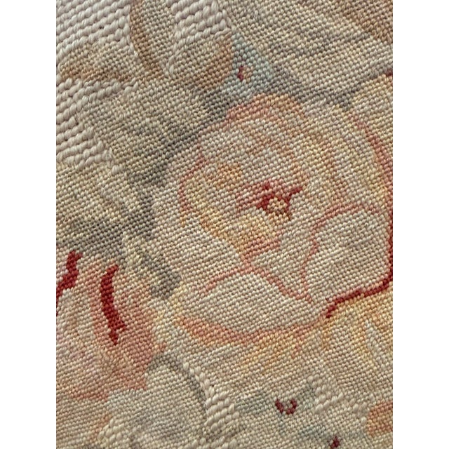 ‘French Aubusson-Style’ Tapestry Cushion, Pillow, Wool Petit Point Needlepoint Botanical Design, Solid Cotton Velvet Zippered Back by Chelsea Textiles For Sale - Image 4 of 12