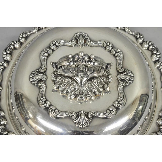 Mid 20th Century Vintage W&sb Victorian Silver Plated Ornate Round Lidded Vegetable Serving Dish For Sale - Image 5 of 12