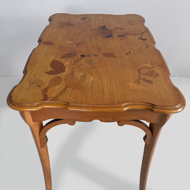 French Wooden Coffee Table in the style of Gallè, 1910s For Sale - Image 4 of 14