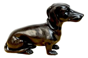 French School Patinated Bronze of a Resting Dachshund