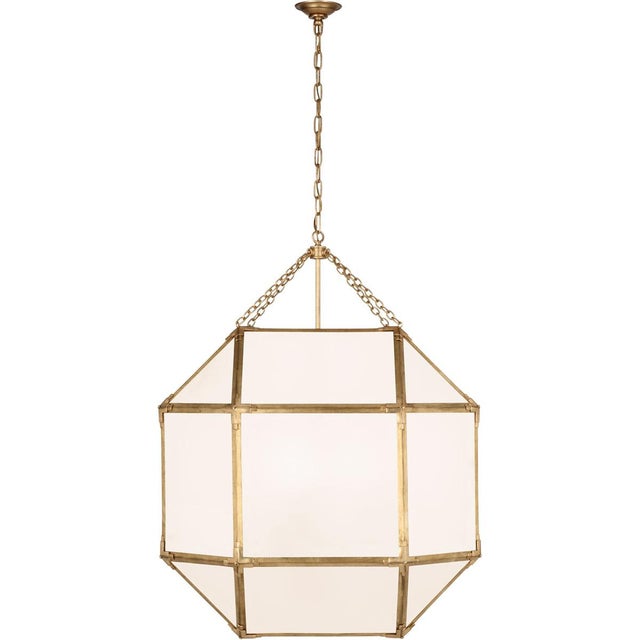 Transitional Suzanne Kasler for Visual Comfort Signature Morris Grande Lantern in Gilded Iron with White Glass For Sale - Image 3 of 4