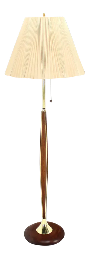 Walnut and Brass Mid Century Modern Floor Lamp
