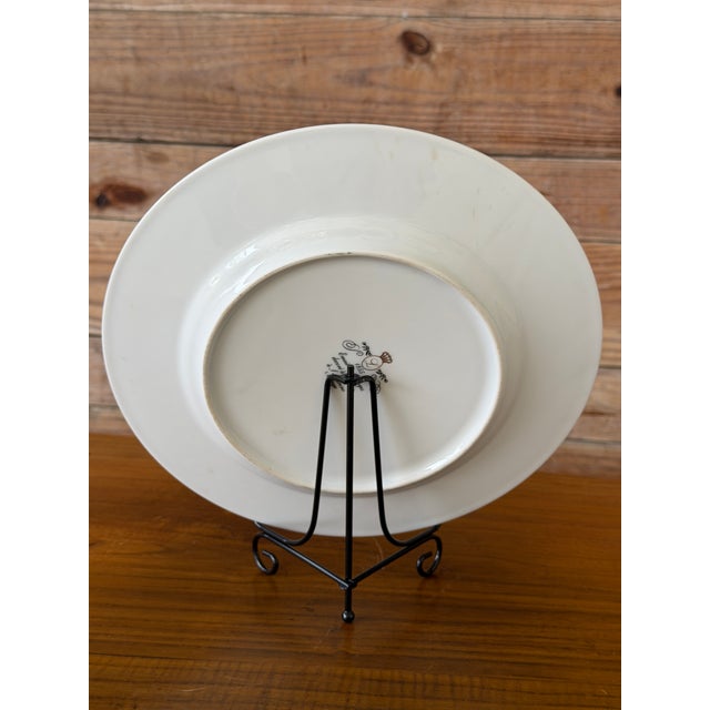 Chocolate Vintage I. Godinger 1855 Email De Limoges Leopard Safari Cabinet Plate by Fiorilli For Sale - Image 8 of 12