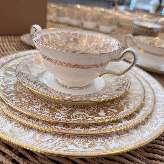 Gold Late 20th Century Wedgwood Florentine Gold Dragon Dishes- 114 Pieces Service for 12 For Sale - Image 8 of 12