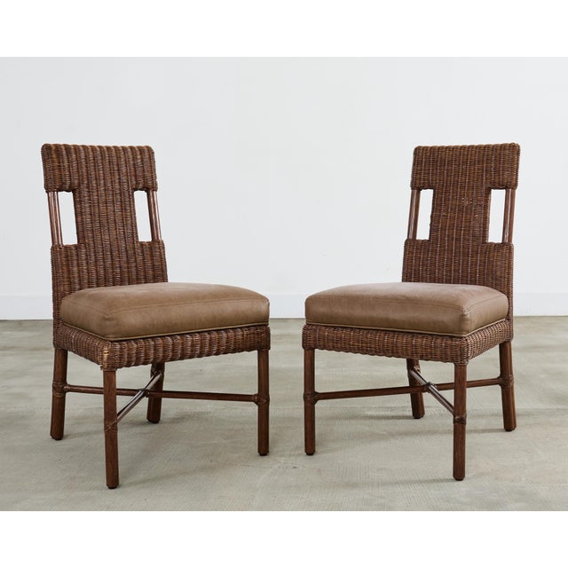 Set of Eight Thomas Pheasant for McGuire Rattan Dining Chairs For Sale In Sacramento - Image 6 of 12