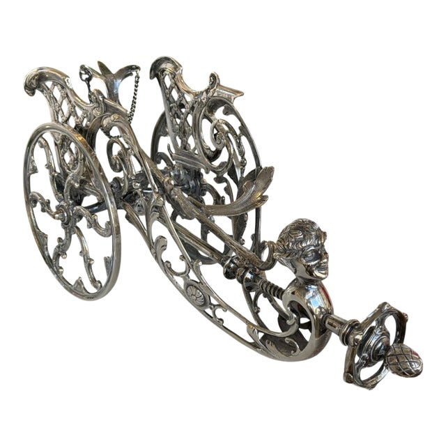 Antique Silver Wine Bottle Chariot Trolley Caddy - Made in Italy For Sale