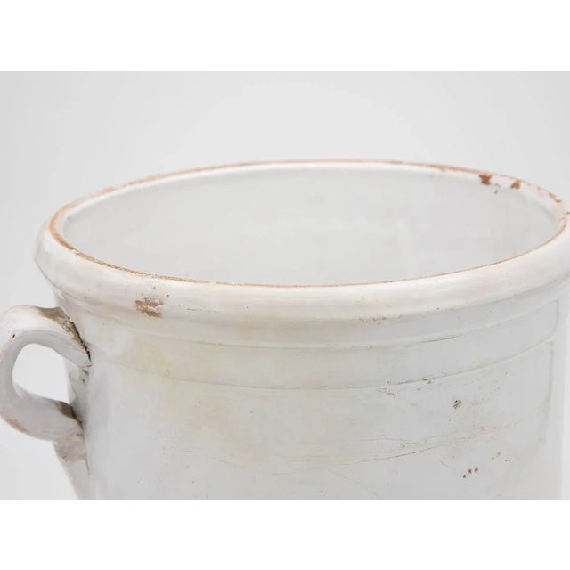 White Antique Stoneware Urn With Handles For Sale - Image 8 of 11