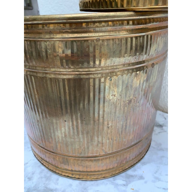 Large Brass Plant Vessels or Wastebaskets- Set of Two For Sale - Image 4 of 7