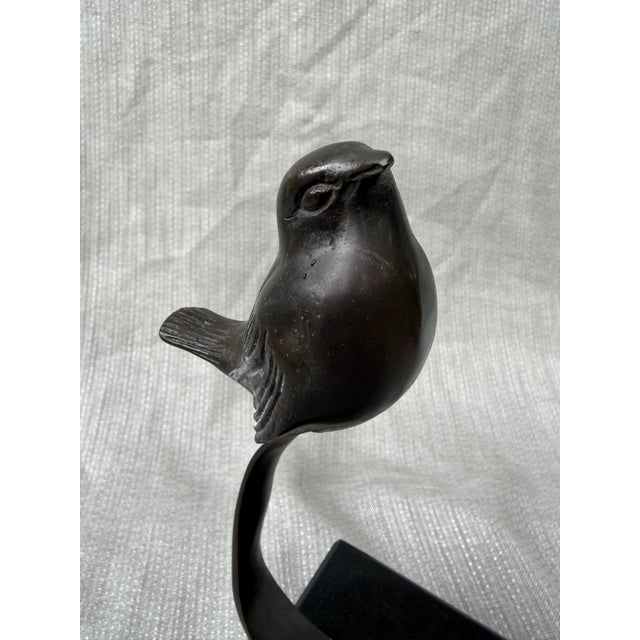 Figurative Vintage Bronze Birds on a Branch Marble Base Sculpture For Sale - Image 3 of 14