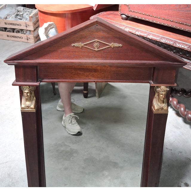 19th Century Empire Mirror with Triangular Pediment For Sale - Image 4 of 9