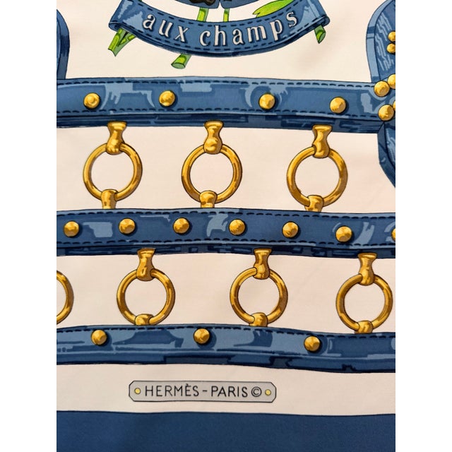 1990s Hermès Aux Champs 1990 Silk Scarf by Caty Latham For Sale - Image 5 of 11