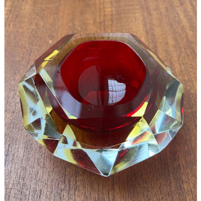 Late 20th Century Vintage Italian Red and Yellow Sommerso Murano Glass Bowl, 1970s For Sale - Image 5 of 18