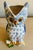 Vintage Mid Century Blue & White Hand Painted Ceramic Owl Pitcher For Sale - Image 4 of 11