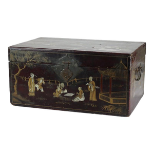 Antique Chinese Polychromed Chinoiserie Document Box C1890