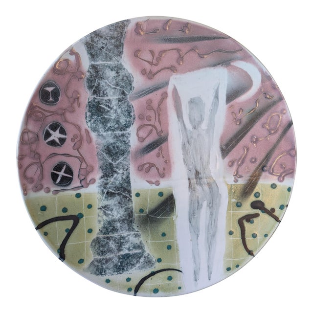 80s Ceramic Figural Wall Art by La Laurrien (Gilman) Ceramics ~ Vintage ~ 17.75" Diameter For Sale