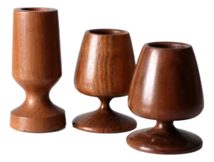 Vintage Handmade Wood Vessels Set of 3