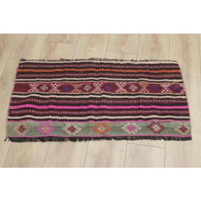 1990s Traditional Pink Striped Rug For Sale - Image 11 of 11