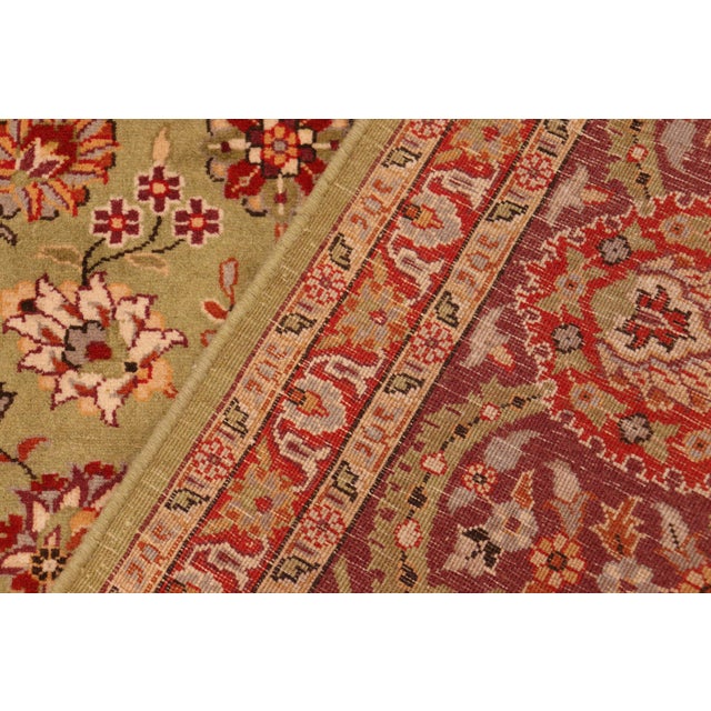 Textile Shabby Chic 1990's Pak-Persian Green/Burgundy Wool Rug - 6'2'' X 8'9'' For Sale - Image 7 of 9
