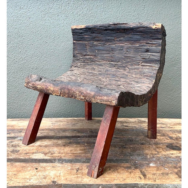 Vintage Primitive Wood Slab Chair For Sale - Image 10 of 12